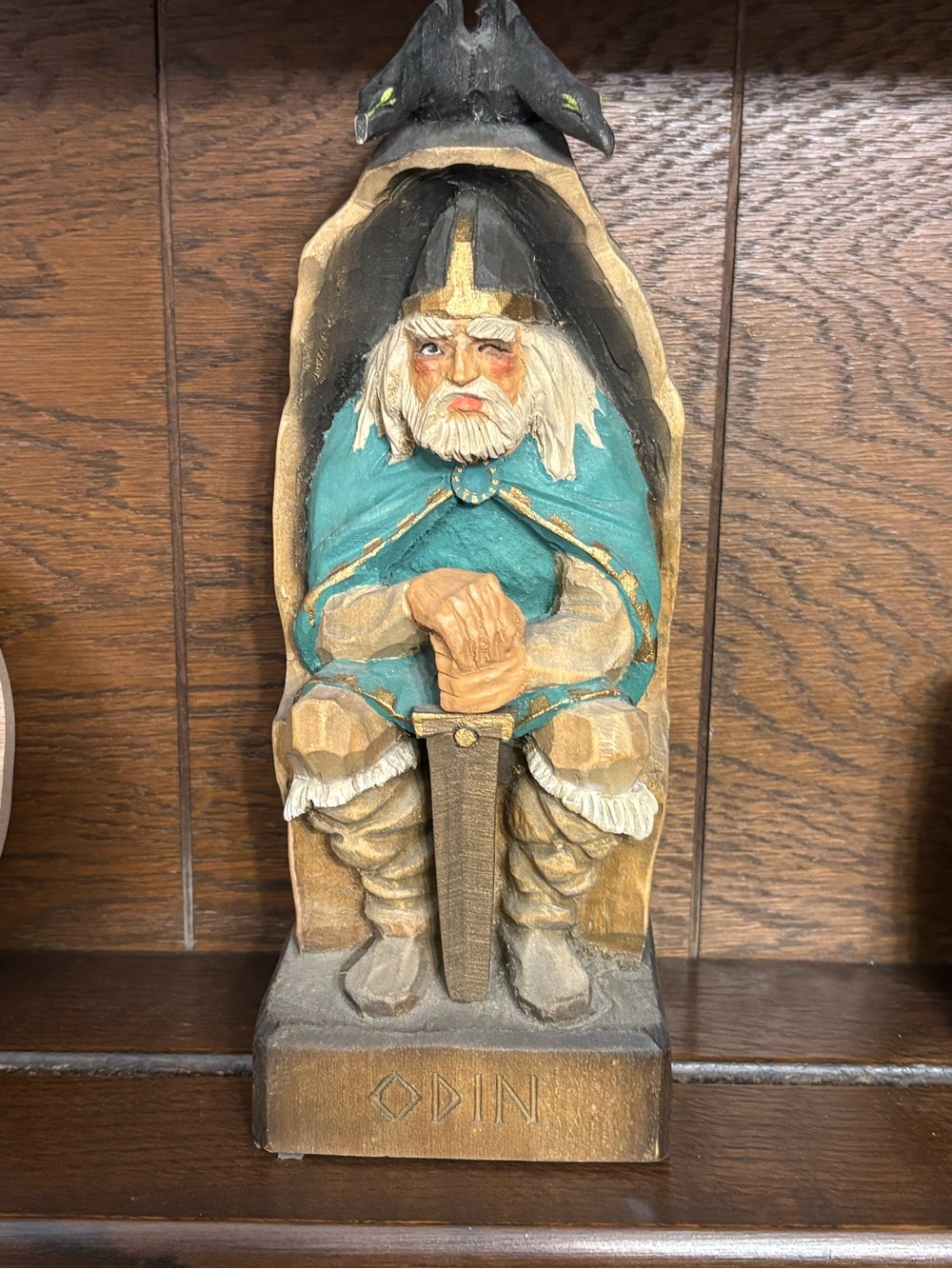 Odin Seated Wooden Statue hand carved